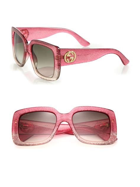 gucci square sunglasses pink|Gucci pink glitter sunglasses.